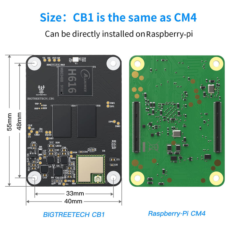 BIGTREETECH CB1 V2.2 Core Control Board 100M 1GB DDR3 RAM Motherboard Support HDMI Klipper/Debian for Manta E3 EZ/Manta M4P/Manta M5P/Manta M8P, PI4B Adapter V1.0, Raspberry-pi 4 3D Printer Board