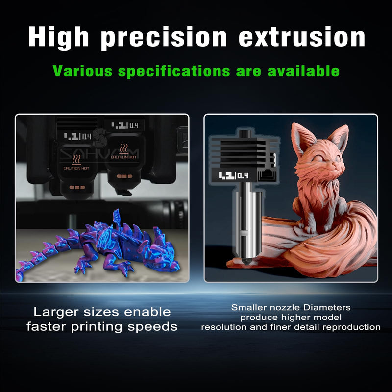 [Australia - AusPower] - 4Pack 0.2/0.4/0.6/0.8MM H2 Series/P2S Hotend for Bambu Lab H2D/H2S/H2C Combo/P2S 3D Printer, High Temperature Quick Swap Hardened Steel Nozzle Replacement 3D Printer Extruder 4PCS 0.2/0.4/0.6/0.8MM Hotends 