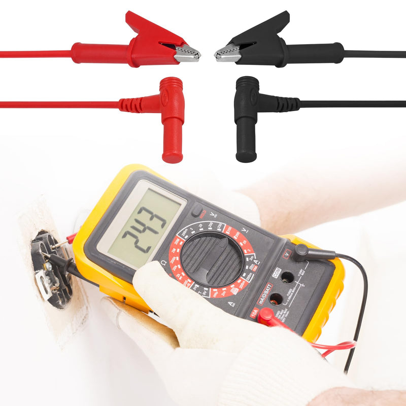 [Australia - AusPower] - DIANN 4 Sets Multimeter Test Leads Banana Plug Right Angle to Alligator Clips Soft Test Cable Wires for Electrical Testing 3.3ft / 1m 8pcs 