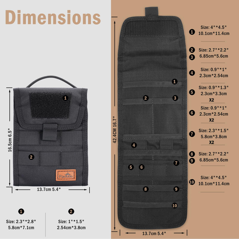VIPERADE VE12 Folding EDC Organizer Pouch, Molle Tool Bag, Trifold Tool Pouch, Utility EDC Pocket Organizer for Outdoor and Daily Used Black