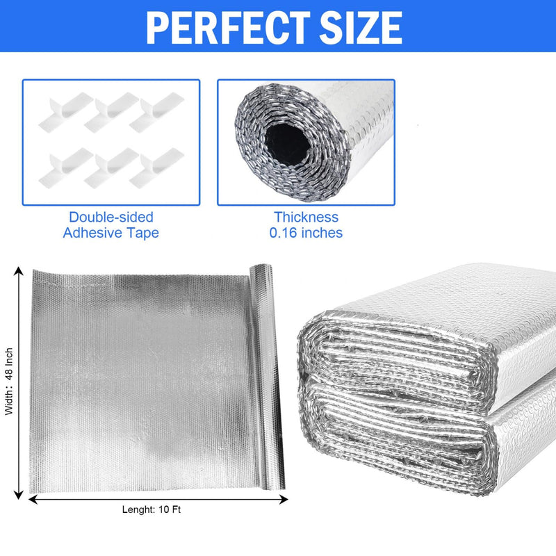 YoleShy Double Reflective Insulation 48 in X 10 FT RV Window Insulation for Summer Heat Reflective Window Film for Roof, Car, Garage Doors 48in x 10ft