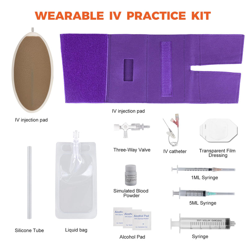 [Australia - AusPower] - SimCoach Phlebotomy and Venipuncture Practice Kit, Wearable IV Practice Kit with Needles, IV Injection/Insertion Practice Kit for Medical Students, Brown 