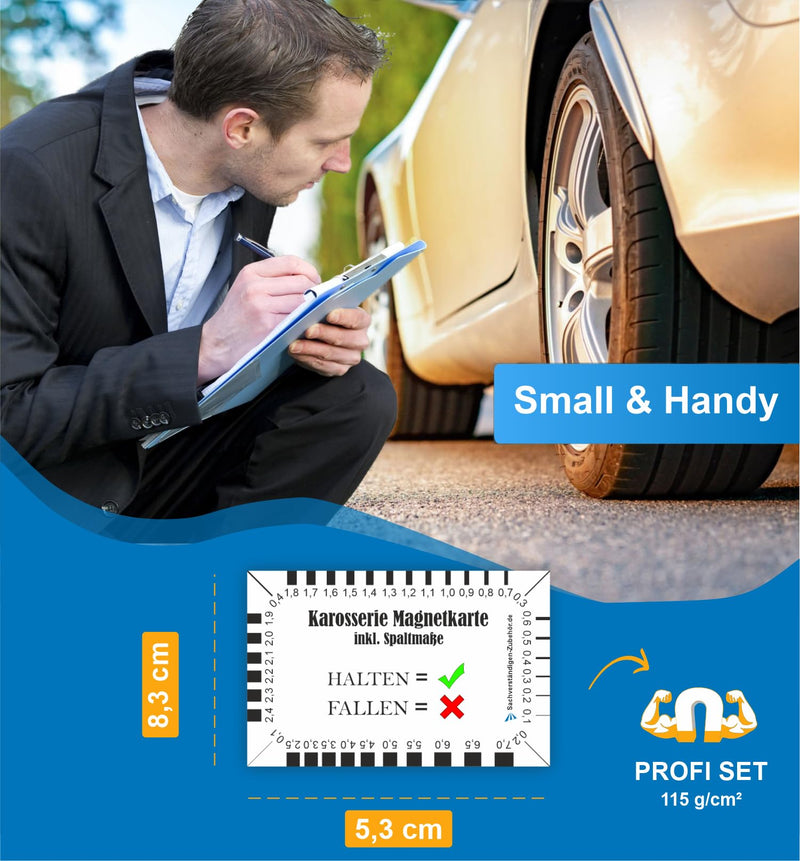 [Australia - AusPower] - Sachverständigen-Zubehör® Magnetic Cards for Used Cars Professionals [Crack Monitor + Car Filler Tester] 83 x 53 mm | Paint Tester for Car | Adhesive Force 115 g/cm² Magnetic Card | Gap Size 1 x magnet 