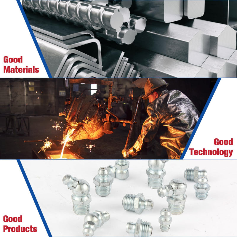 [Australia - AusPower] - 135PCS Grease Fittings Assortment,Metric Zerk Grease Fittings Straight 45 90 Degree,grease zerk kit with Plastic Grease Fitting Caps 110PCS+25PCS METRIC 