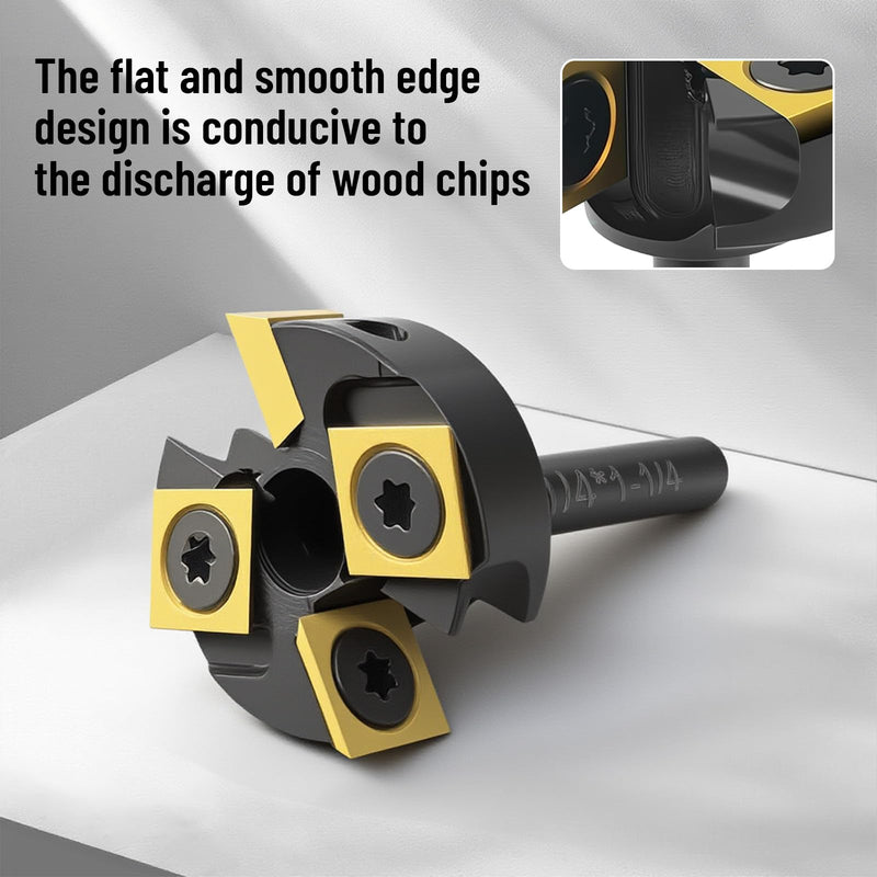 Slab Flattening Router Bit 1/4" Shank, 1-1/4" Cutting Diameter, 2+2 Titanium-Coated Flutes, Carbide Inserts for CNC Spoilboard Surfacing Planing and MDF Surfacing for Slab Leveler, Rabbeting 1/4" Shank, 1-1/4" Cutting Diameter,2+2 Wings