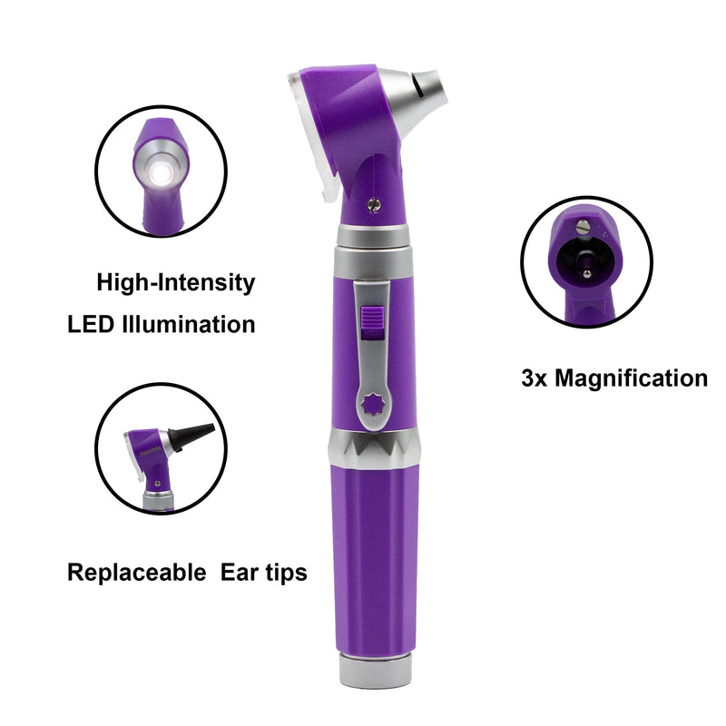 [Australia - AusPower] - Otoscope - Ear Infection Detector with Light, Compact Handle Design for Kids/Adults, Clinical & Pet Use (Purple) PURPLE 