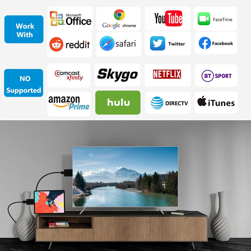 KikoSaka Lightning to HDTV Cable for iPhone Digital AV Adapter 1080P HD Video Sync Screen Connector iPhone to HDTV for TV Projector Monitor Support iOS 18 Black 13.2FT 13.2 ft