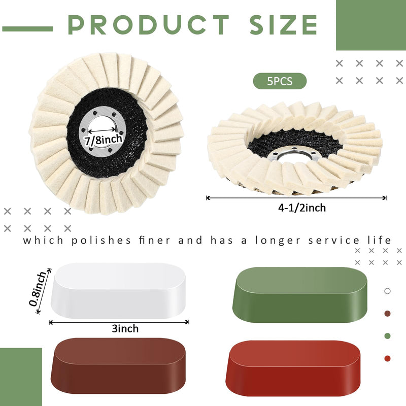 [Australia - AusPower] - 9 Pcs Felt Flap Disc Abrasives Buffing Polishing Wheel and Compounds Set 5 Pcs Wool Polishing Disc 4 Compound Wool Buffing Wheel Pad for Angle Grinder 