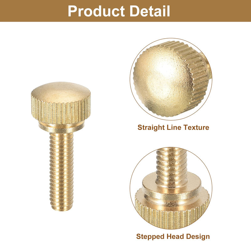 [Australia - AusPower] - uxcell M6x20mm Knurled Thumb Screws, 5pcs Brass Knurled Thumb Screws Bolts with Shoulder Grip Knobs Fasteners, Brass Tone 5 