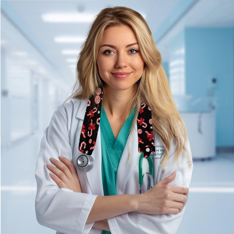[Australia - AusPower] - Christmas Stethoscope Sleeve Nurse 2 Pack Candy Cane Stethoscope Cover Sleeve for Nurses Doctors Christmas Decorations 