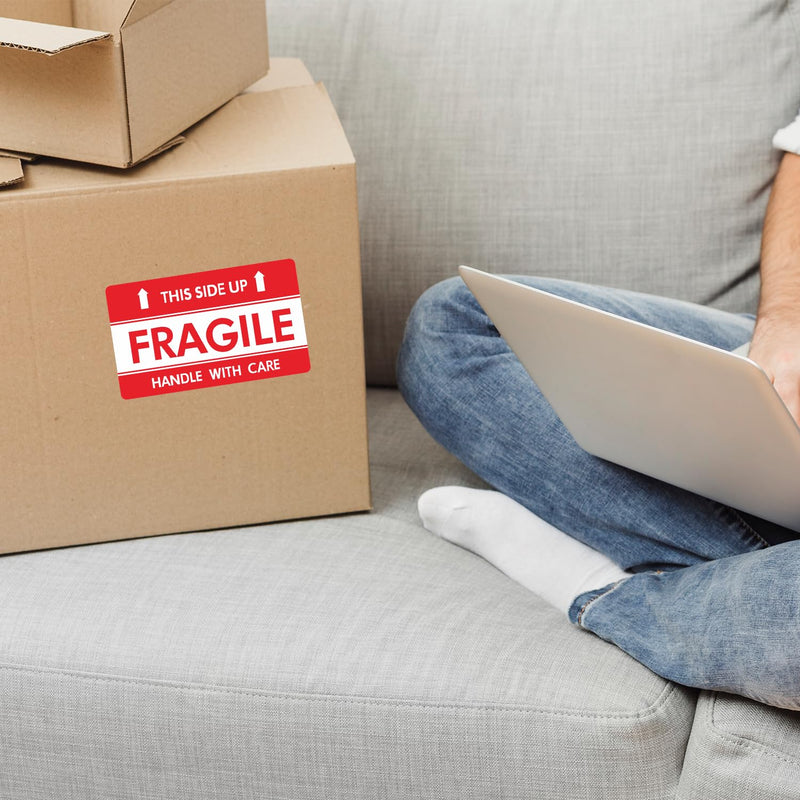 [Australia - AusPower] - 4x6 inch This Side Up Stickers for Shipping Moving Packing Business Glass Warning Fragile Handle with Care Labels 100pcs - Mysuevin (1 Roll) 1 