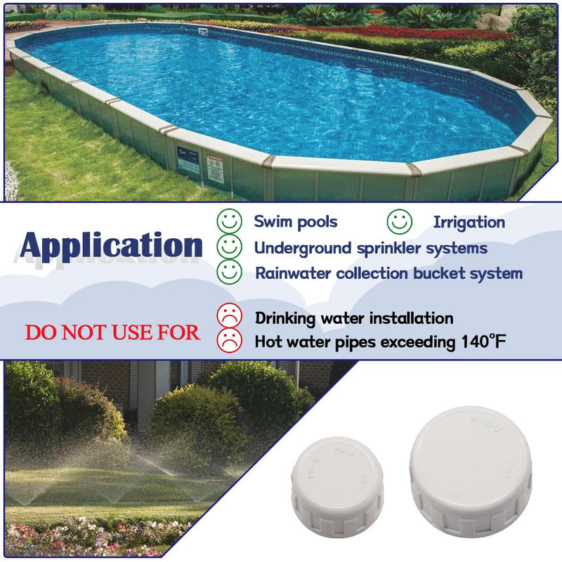[Australia - AusPower] - 12PCS 1/2inch White PVC Female Thread Pipe End Cap Plug Adapter PVC Fittings 1/2" Fitting Fit for 0.5inch Pipes or Fittings SCH40 HE031-1/2 0.5 Inch 