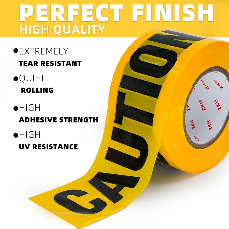 ZKH Premium Caution Tape - High Visibility 3 inch x 1000 feet Yellow Tape with Bold Black Text for Safety and Hazard Warnings, Perfect for Construction, Halloween Decorations 1PCS