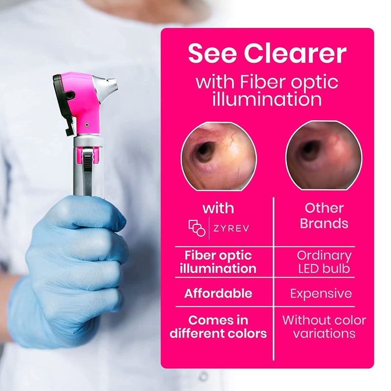 [Australia - AusPower] - Zyrev ZetaLife Otoscope Set with 150 Extra Disposable Specula Tips, Pink 