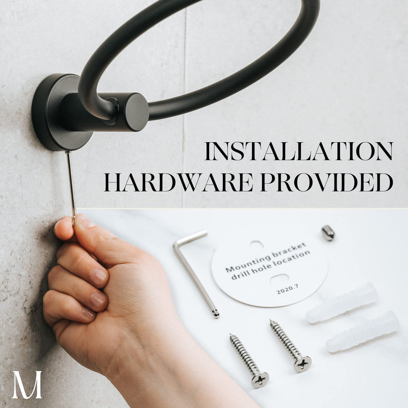 Marmolux Acc 2 PCS Matte Black Bathroom Hardware Set - Hand Towel Holder for Bathroom Wall + Black Toilet Paper Holder Wall Mount | Towel Holder Hanger Rack Stainless Steel Bathroom Set - Towel Rack 2pc Bundle