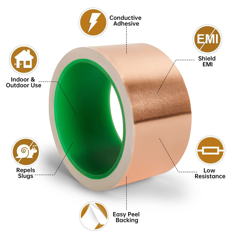 [Australia - AusPower] - Copper Foil Tape [4 inch x 33ft] with Double-Sided Conductive Adhesive for Guitar, Electrical Repairs, Crafts, Garden, Soldering, Grounding, EMI Shielding, Paper Circuits, Stained Glass 4inch x 33ft 