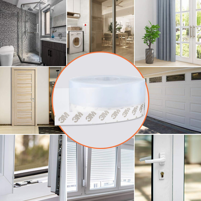 [Australia - AusPower] - 26 Feet Silicone Seal Strip, Door Weather Stripping Window Sealing Tape for Draft Stopper Adhesive Doors Windows and Shower Glass Gaps (Transparent, 25MM) TRANSPARENT 