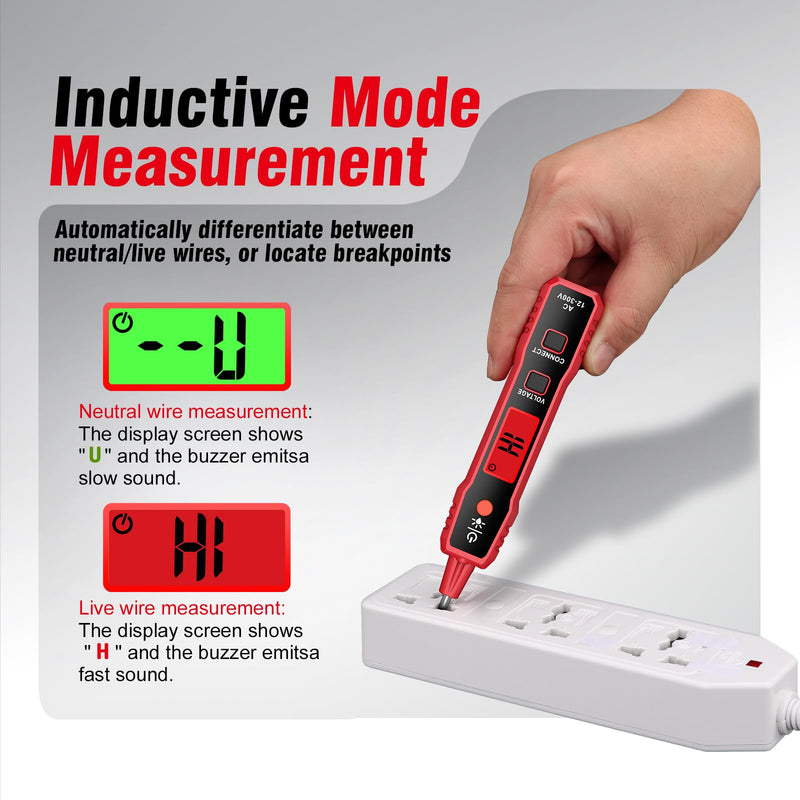 [Australia - AusPower] - Voltage Tester, HABOTEST Voltage Tester with LCD Display, Live/Null Wire Tester, Electrical Tester Buzzer Alarm and Flashlight, Wire Breakpoint Finder for Home,Car,Light 