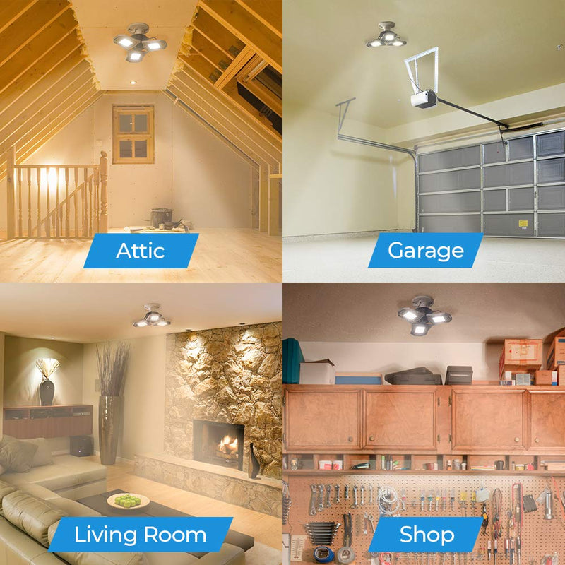 [Australia - AusPower] - TRIBURST Aluminum LED Garage Lights 6500K 4000 Lumen  Adjustable Ceiling Lights, Ultra Bright Lighting with 144 Bulbs and Multi-Directional Triple Panel for Indoor, Bedroom, Living Room 