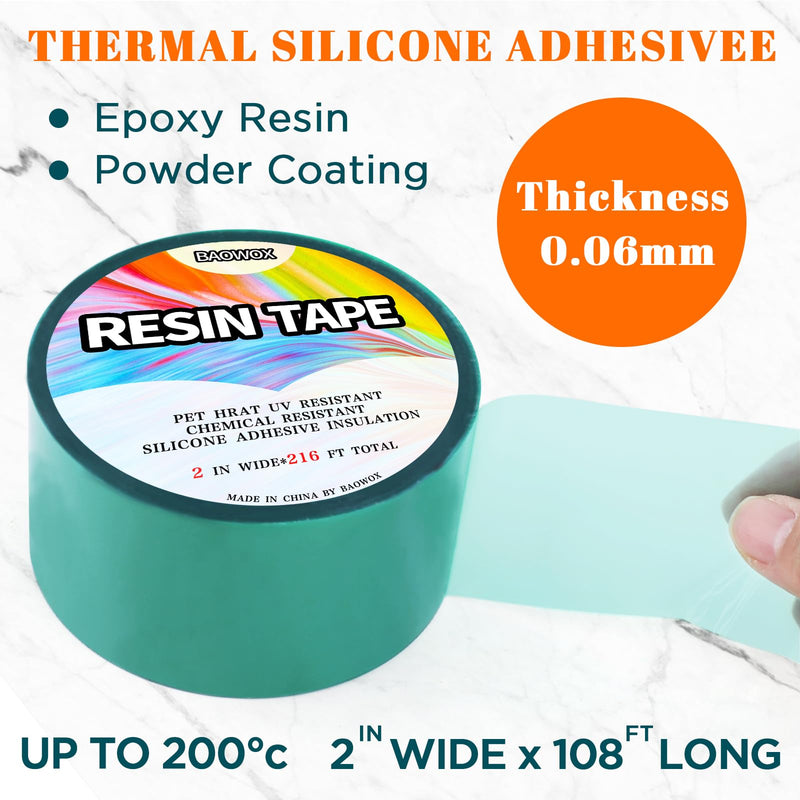 2 Rolls 108 FT Resin Tape for Epoxy Resin Molding, Silicone Thermal Adhesive Tape, High Temperature Resistance Epoxy Release Tape for River Tables Hollow Frame Bezels Craft Pendant