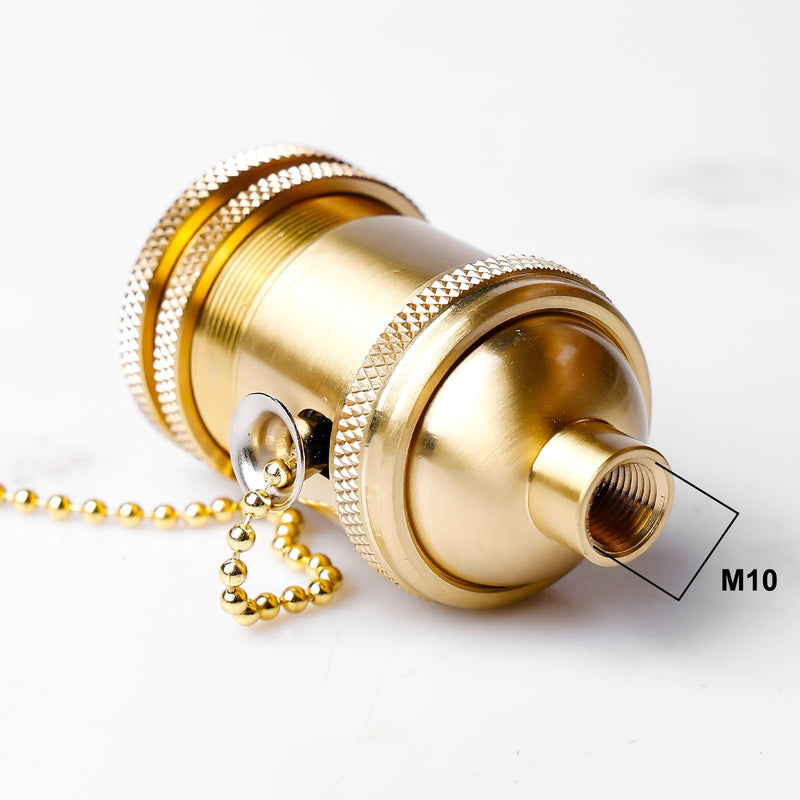 GAOUTO Pack of 4 Vintage E27 Lamp Holder, Lamp Holder with Pull Chain Switch, Base Aluminum, Lamp Holder for Light Bulb, Wall, Ceiling Light, Table Edison Pendant Light, Hanging Lamp, DIY Accessories