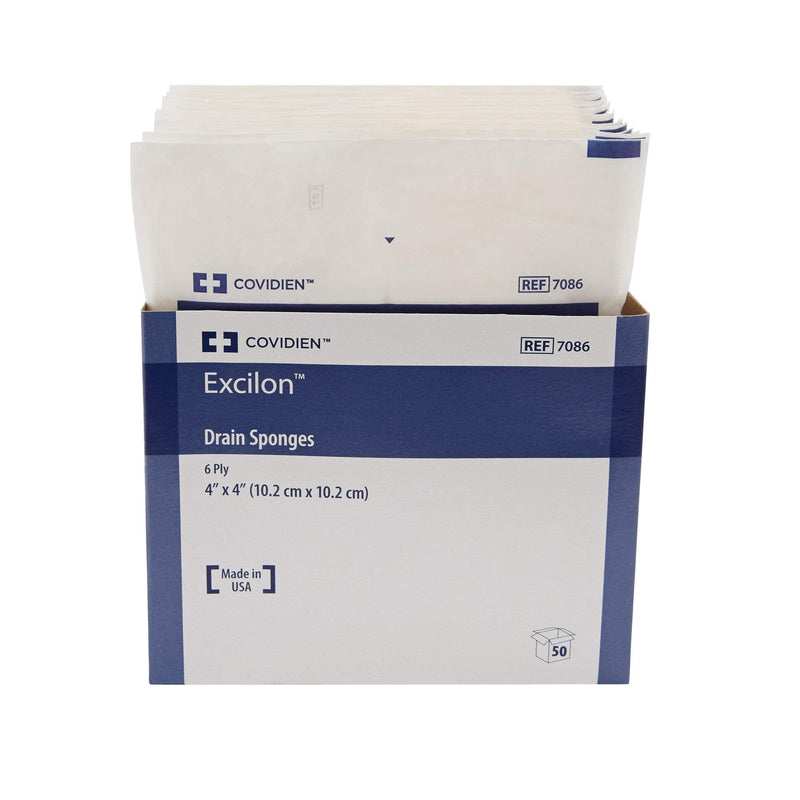 [Australia - AusPower] - Covidien 7086 Excilon Drain Sponge, Sterile 2's in Peel-Back Package, 4" x 4", 6-ply (Pack of 50) - 1 box Pack of 50 