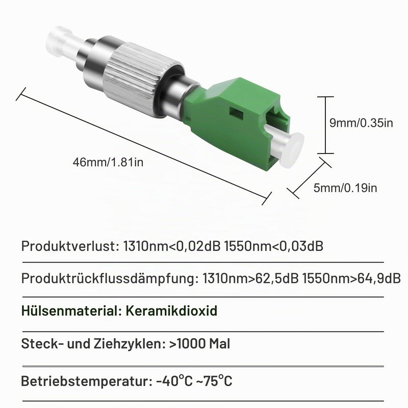 XMSJSIY LC to FC Fibre Optic Adapter FC/UPC Male to LC/APC Female Simplix Hybrid Optical Adapter Converter Plug for Network Internet - 2 Pieces