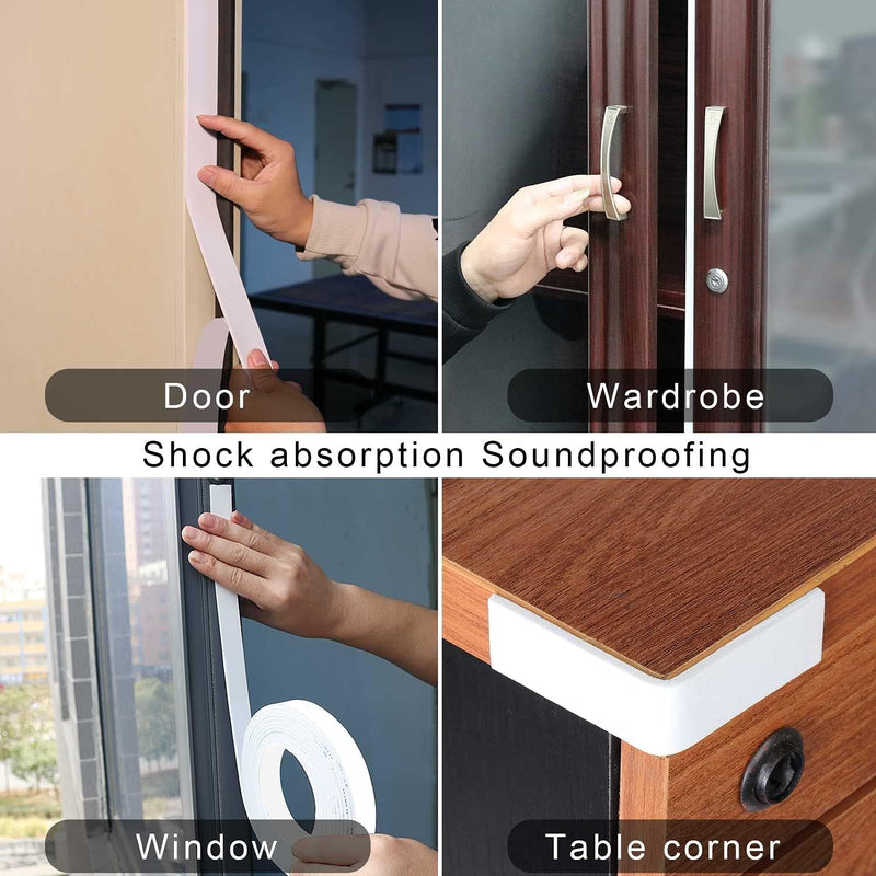 2Pack Single-Sided Adhesive Foam Tape EVA White, Multipurpose Sponge Sealing Strip Window Door Insulation Table Edge Protector Wall Bumper Guards, Each 1.18in x 16.4FT MILEQEE 2Pack, Each 1.18in x 16.4FT