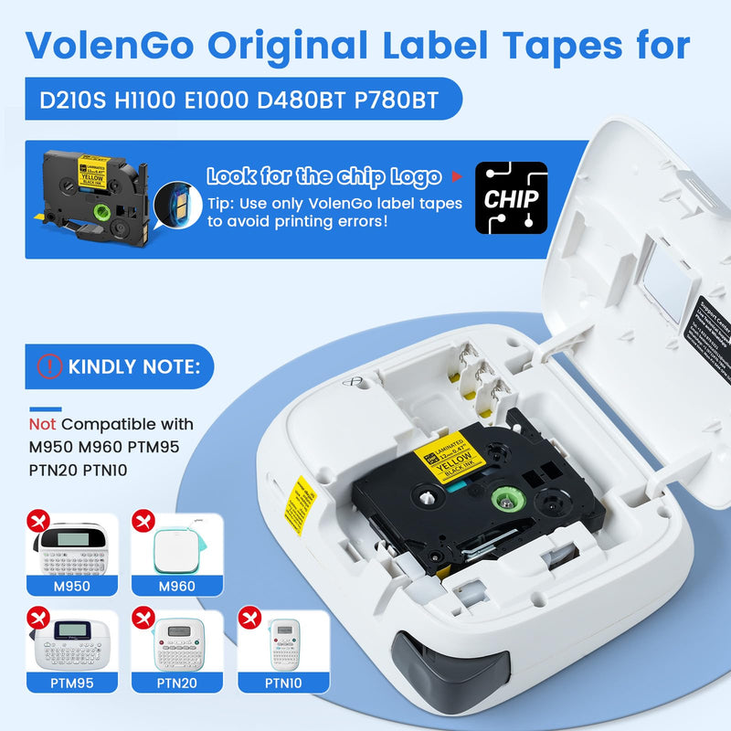[Australia - AusPower] - Classic Color BZ Tapes for D210S H1100 E1000 Label Maker, 12mm 0.47 Laminated CHIP Label Tapes Refills, Black(3B35Z) Red(3B41Z) Blue(3B51Z) Yellow(3B61Z) Green(3B71Z), 5-Packs Classic Color 12mm x 8m (0.47" x 26.24ft.) 