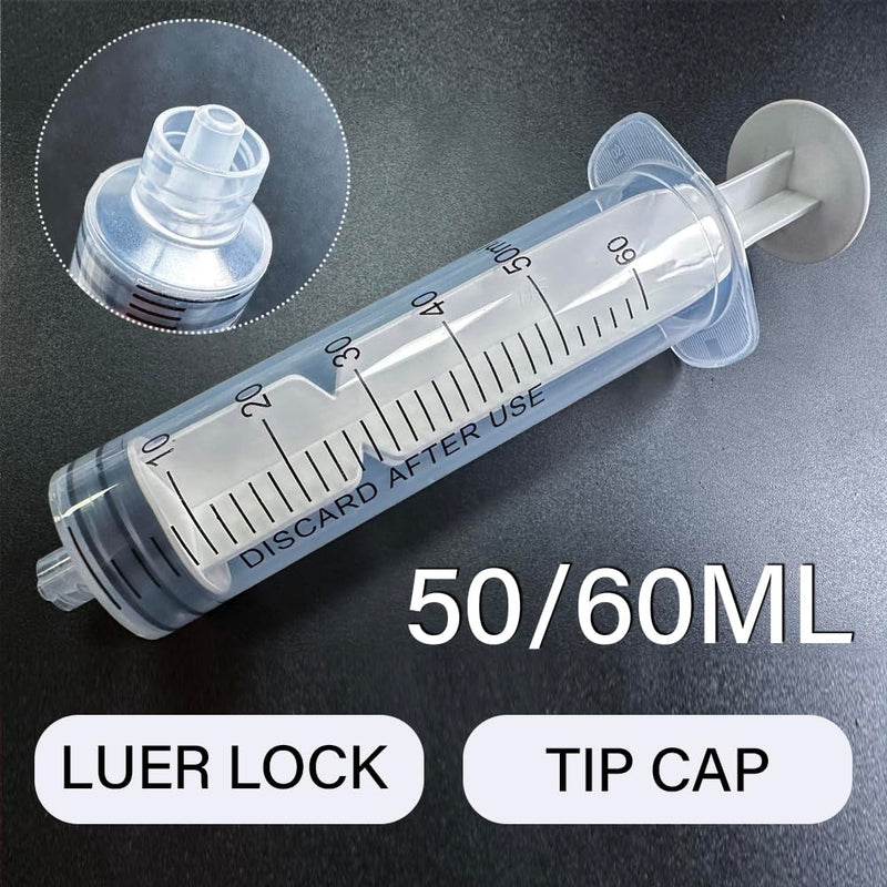 [Australia - AusPower] - 60mL Luer Lock Syringe 4 Pack Large Plastic Sterile Syringes without Needle, for Liquid, Oral, Measurement, Dispensing, with Cap 50mL/60cc 