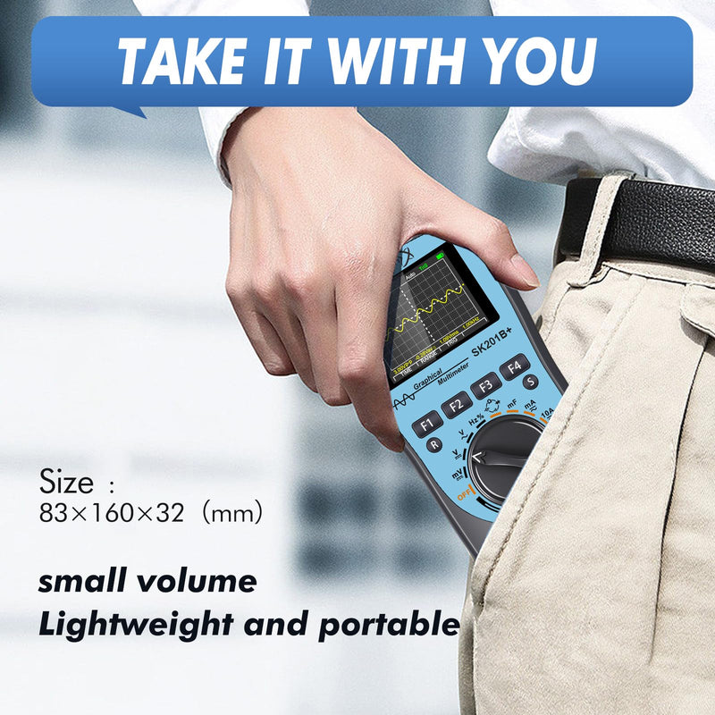 [Australia - AusPower] - SK201B+ Intelligent Graphical Digital Oscilloscope Multimeter 2 in 1 with 2.4 Inches Color Screen 1MHz Bandwidth 2.5Msps Sampling Rate for DIY and Electronic Test 