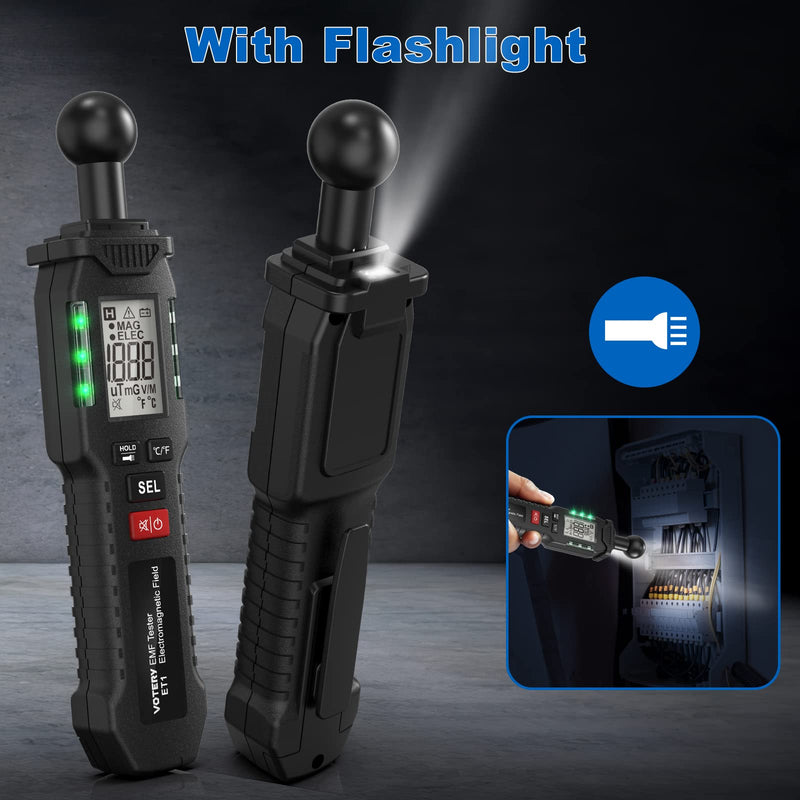 [Australia - AusPower] - EMF Meter, Portable Digital EMF Meter, LCD Field with Buzzer and Warning Light, Suitable for Inspection of Electromagnetic Fields at Home, Office, Outdoor, Computer Room, etc. 