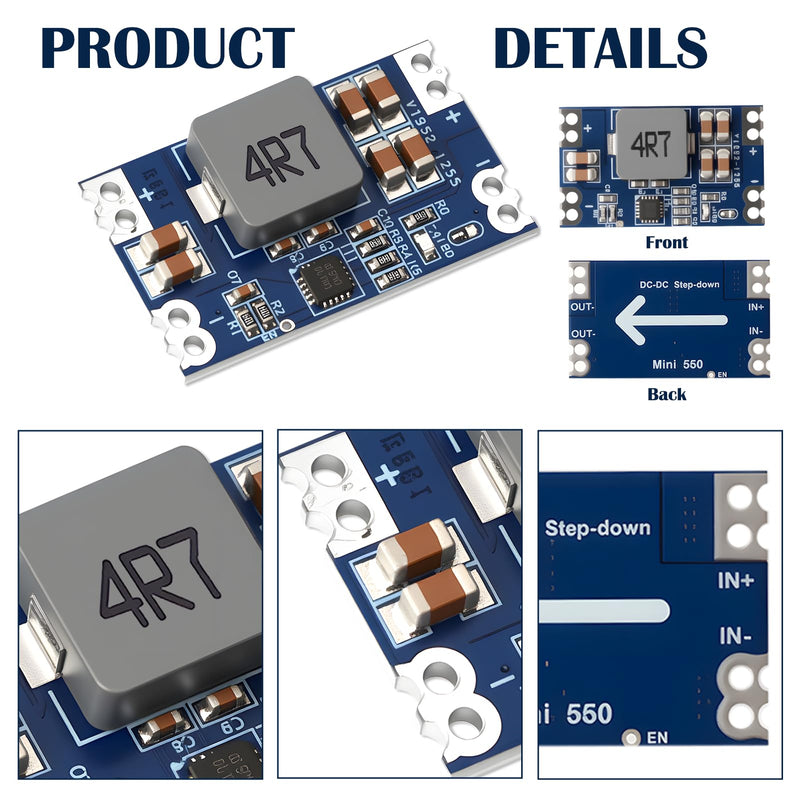 [Australia - AusPower] - 6 x DC-DC Step Down Converter, 5 V Output, Step Down Converter, Mini 560, High Efficiency and Stability, Voltage Regulator Adjustable, Suitable for Industrial Patch Use 