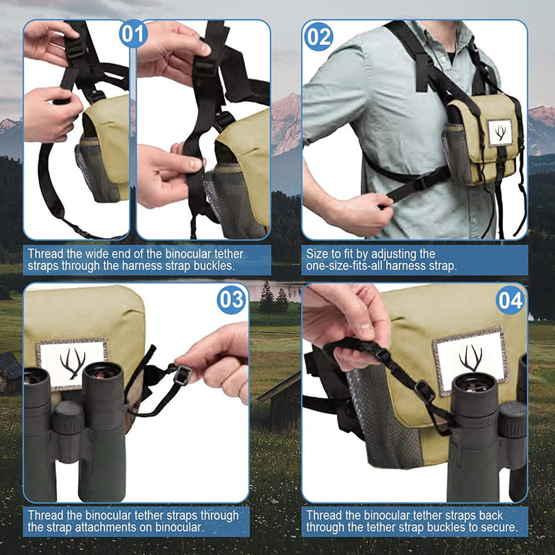 [Australia - AusPower] - Binocular Harness Chest Pack, Binoculars Harness and Case, Binocular Accessories, Adjustable Bino Harness 