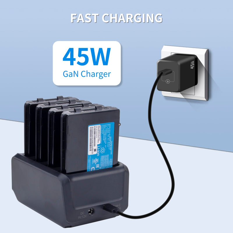 [Australia - AusPower] - 4-Slot Battery Charging Cradle Kit for Zebra TC70 TC75 TC77 TC7X-4BTYC1 Barcode Scanners, Compatible with BT-000318 Battery, Charger Station with Type-C Cable, Black 