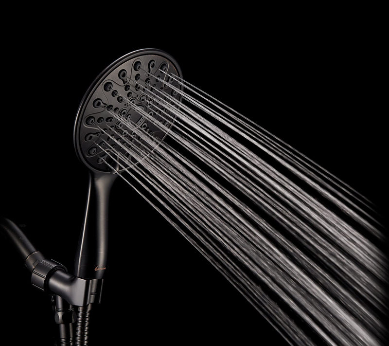 Handheld Shower Head, 6" Oil-Rubbed Bronze Face 6 Spray Setting Shower Head with High Pressure, Brass Swivel Ball Mount and Extra Long Flexible Stainless Steel Hose Standard 2.5 GPM Oil Rubbed Bronze