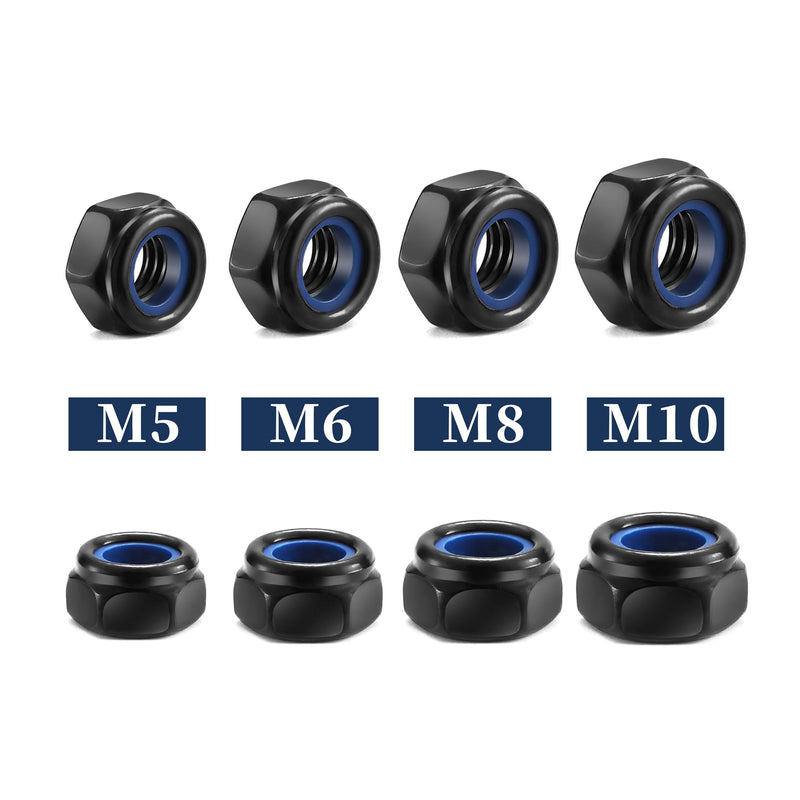 [Australia - AusPower] - M6 x 1.0mm Nylon Insert Hex Lock Nuts 50Pcs 304 Stainless Steel Locknuts, Hex Drive, Black Oxide by SG TZH M6 50 