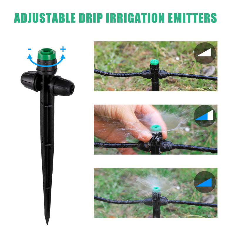 [Australia - AusPower] - 30pcs Drip Irrigation Emitters Sprayer for 1/4" Drip Irrigation Tubing Adjustable 360 Degree Water Flow Drippers on 6.5" Sturdy Stake with Lock Barbed Irrigation Drippers for Watering System 30Pcs Double Tube Sprayers 