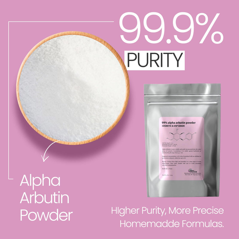 Pure Alpha-Arbutin Powder Snow White Powder DIY,99% Pure DIY USP Grade. (4 Oz. / 113 Grams) 4 Ounce / 113 Gram
