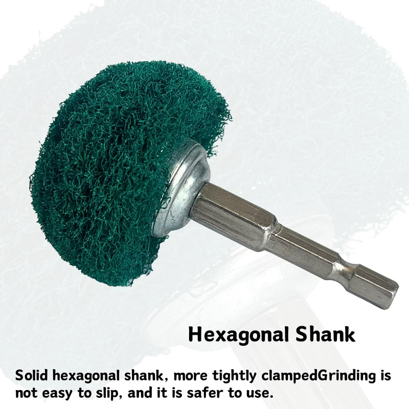 6PCS Non Woven Abrasive Buffing Polishing Wheel Drill Attachment Set,Scouring Pads Power Scrubber Cleaning Kit, Power-Operated Abrasive Wheels Red Green Gray 1/4” Hex Shank 320# 180# 800# 6