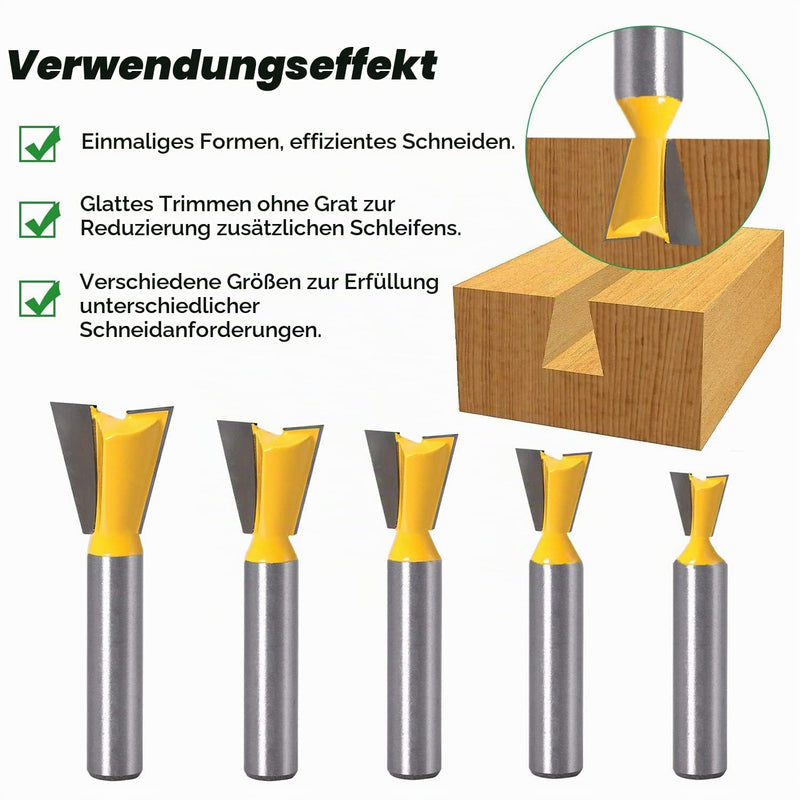 5 Piece Dovetail Face Cutter 8 mm Shank, Dovetail Cutter Set, 1/4 Inch 1/2 Inch 3/8 Inch 5/8 Inch 3/4 Inch Cutter for Router, 8 mm Shank, Milling Head for Router, Face Milling Cutter for Wood (5)