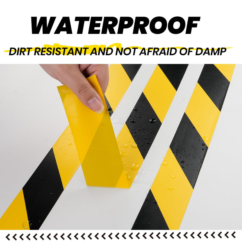 [Australia - AusPower] - ADHES Black and Yellow Safety Tape, 2 Inch X 108 Feet Warning & Hazard Tape Weather-Resistant Caution Tape Roll for Marking Walls, Floors, Pipes and Equipment 2in x 36yd 1 