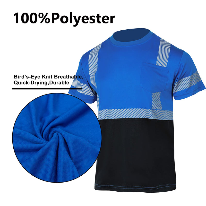 VENDACE Hi Vis Reflective Safety Shirts for Men ANSI Class 1 High Visibility Construction Work T Shirt(Royal Blue,XL) X-Large Royal Blue