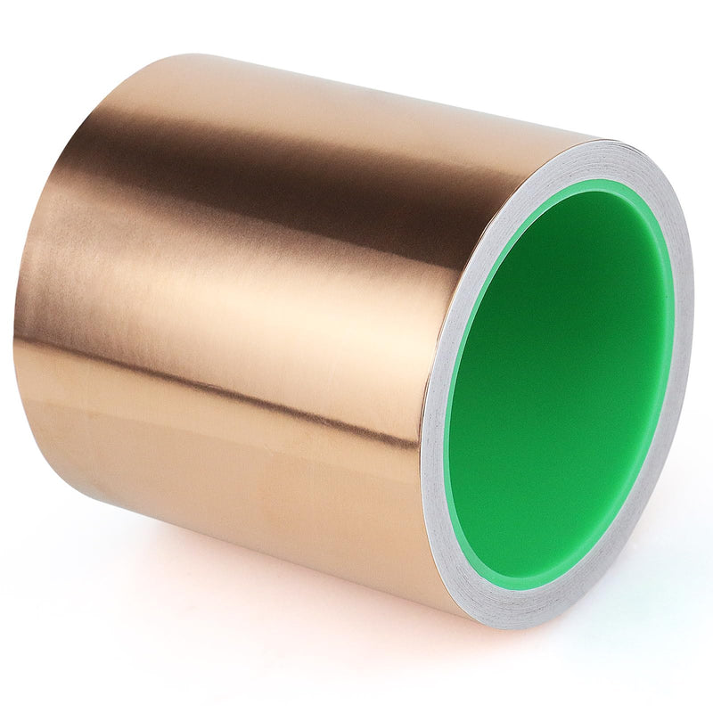 BOMEI PACK Copper Foil Tape,4 Inch x 33 Ft,Wide Roll Copper Tape with Conductive Adhesive for Guitar, Metal Gold Duct Tape for Electrical Repairs, (4 Inch) 4 Inch