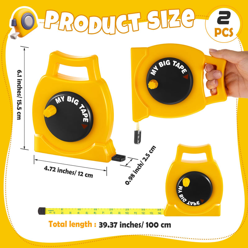 2 Pack Kids Measuring Tape Retractable Tape Measure Educational Construction Toys Back to School Gift for Toddler Boys Girls Age 3+ Pretend Play Tool Christmas 3.28 ft (Classic Style) 2 Classic Style