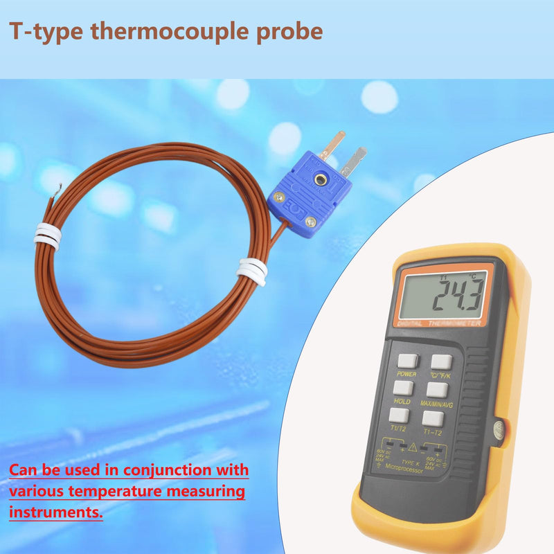 [Australia - AusPower] - T-Type thermocouple Probe -300°F-500°F Cable Length 78in Type T Thermocouple Probe 2 Packs 
