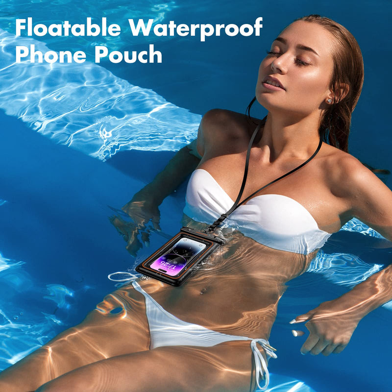 [Australia - AusPower] - UNBREAKcable Waterproof Phone Pouch 2 Pack - IPX8 Floating Waterproof Phone Case Dry Bag for iPhone 15 14 Pro 13 13 Pro Max 12 11 XR XS SE 2022/2020, Samsung S24 S23 S22 S21 FE, Up to 7.0 inch- Black 
