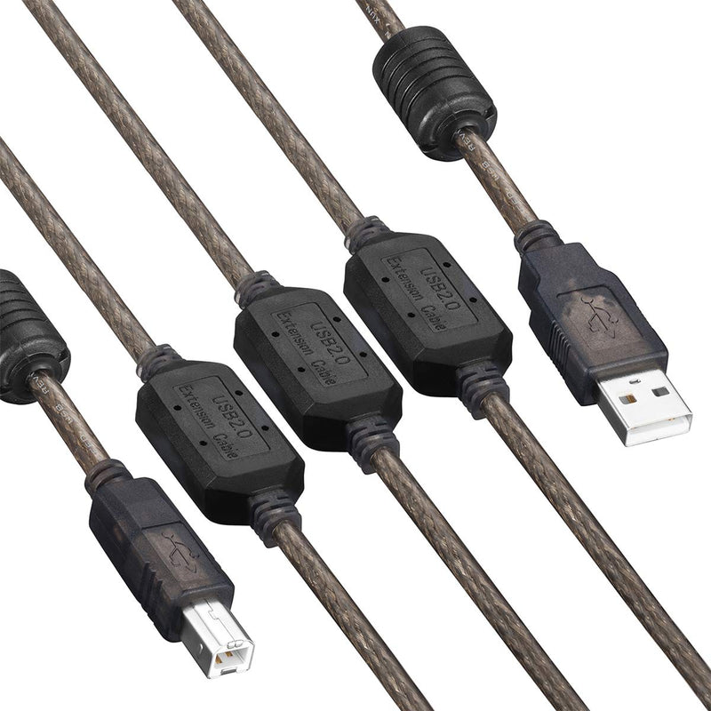 Tan QY Active USB 2.0 Printer Cable 100Ft - A-Male to B-Male High Speed Printer/Scanner/Repeater Cable for HP, Canon, Lexmark,Dell, Samsung etc (100Ft/30M) 100Ft/30M