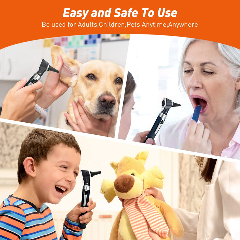 [Australia - AusPower] - Scian Otoscope - Ear Scope with Light, Ear Infection Detector, Pocket Ear Checker Kit with 3X Magnify lens & 8 Speculum Tips for Kids,Elders,Dogs,Home Use (Purple) Black 