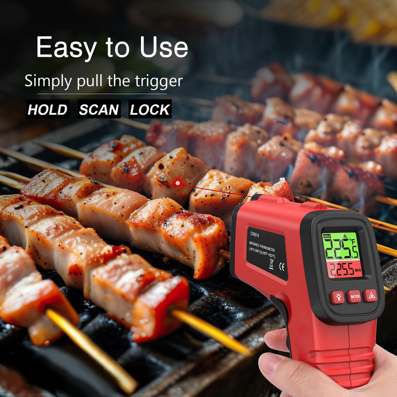 [Australia - AusPower] - ORIA Digital Infrared Thermometer, Surface Thermometer for Cooking, -58℉ to 1022℉ Non Contact Temperature Gun with Backlight, Max/Min, Adjustable Emissivity, for Griddle Pizza Oven BBQ, Not for Human 